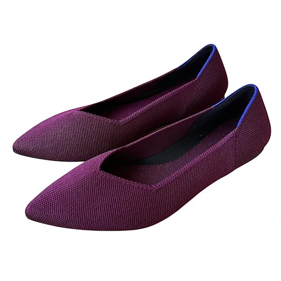 ROTHY’s “The Point II” Maroon & Gold Woven Flats - Picture 2 of 14